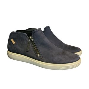 ECCO Soft 7 Navy Blue Side Zip Sneakers Ankle Booties Boots Womens Size 6